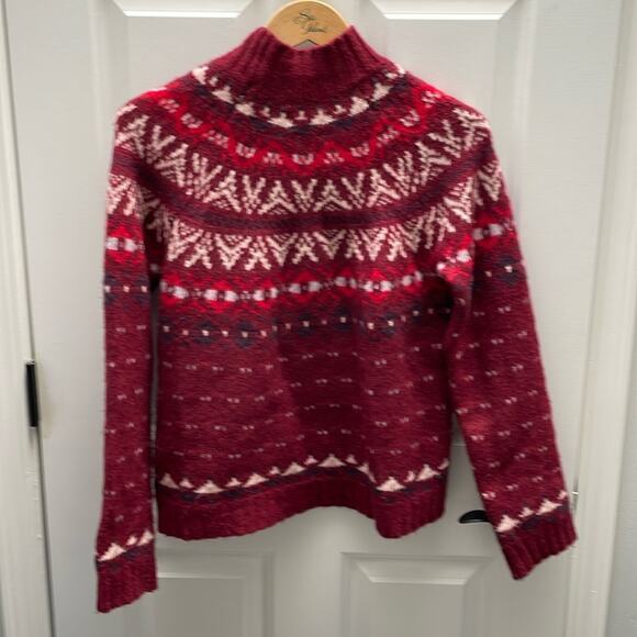 AMERICAN EAGLE Maroon Red Fair Isle Mockneck Sweater Size M - Picture 5 of 5